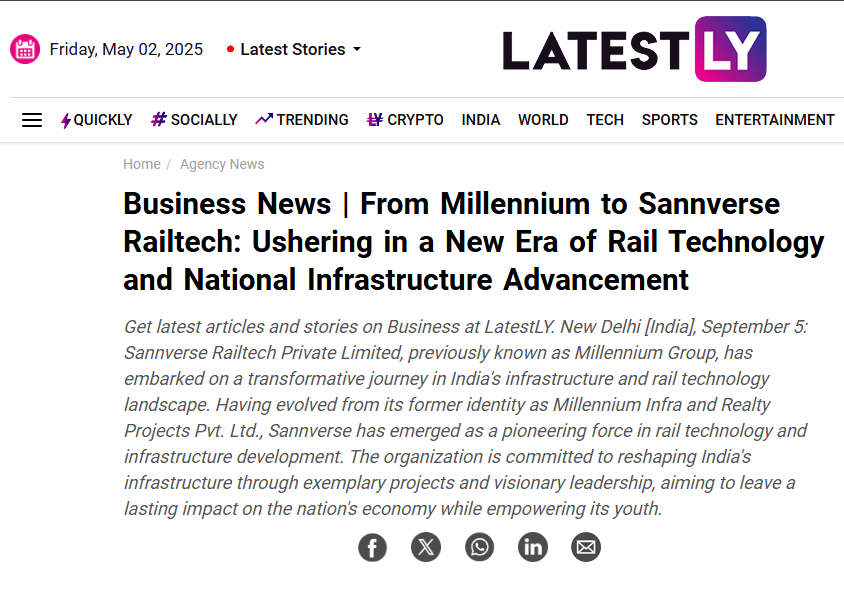 Business News | From Millennium to Sannverse Railtech: Ushering in a New Era of Rail Technology and National Infrastructure Advancement